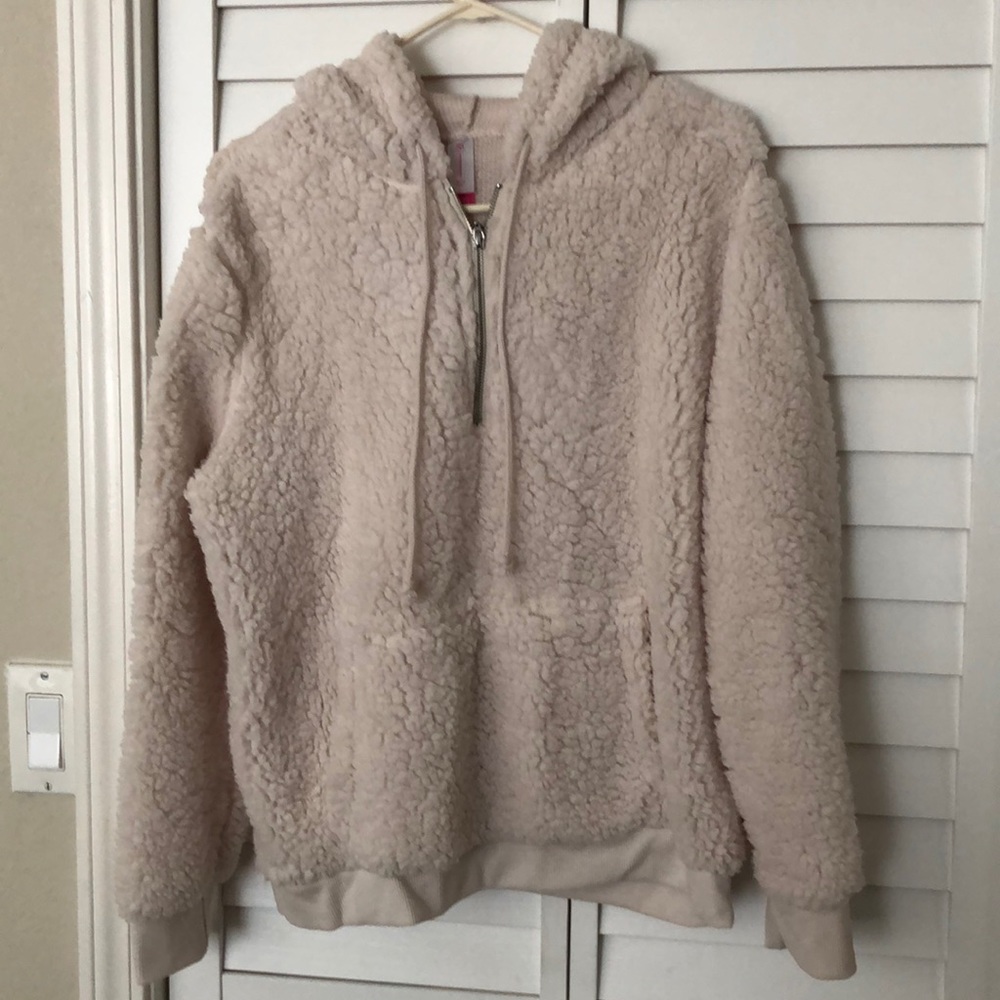 No boundaries teddy bear half zip pullover